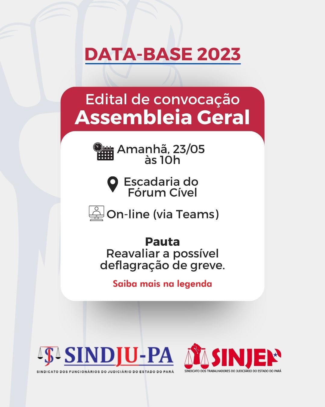 Read more about the article EDITAL DE CONVOCAÇÃO DE ASSEMBLEIA GERAL – DATA-BASE 2023