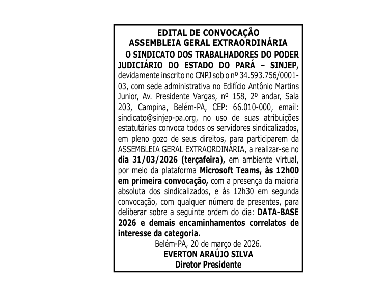 Read more about the article EDITAL de CONVOCAÇÃO: ASSEMBLEIA GERAL